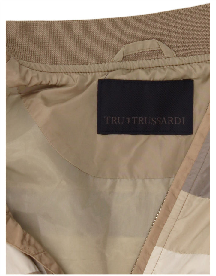 TRUSSARDI Mens Bomber Jacket IT 48 Medium Beige Colourblock