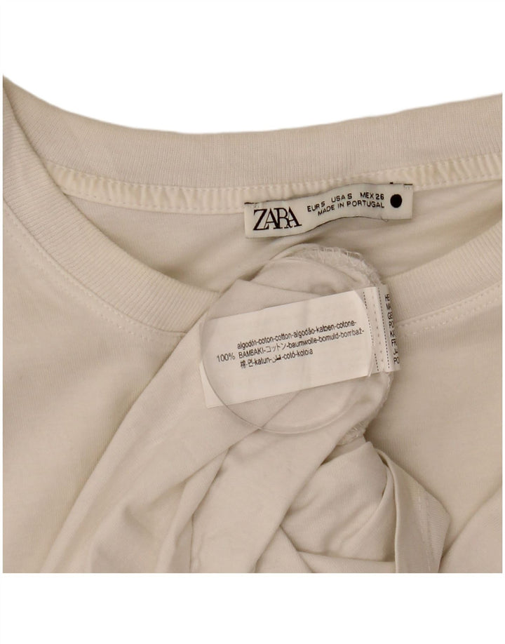 Zara Womens Vest Top UK 10 Small White Cotton