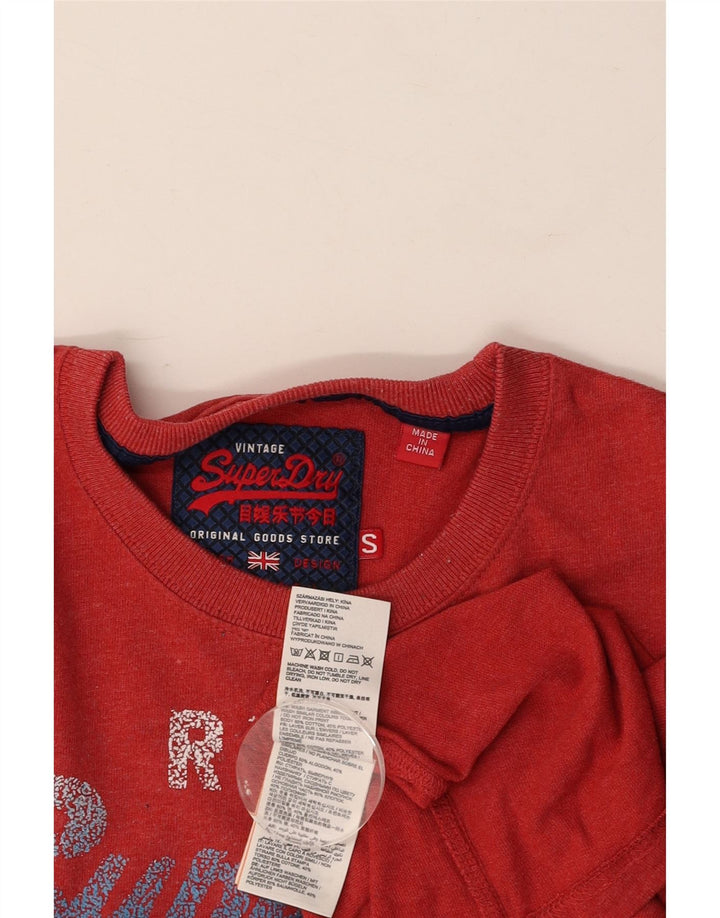 SUPERDRY Mens Graphic T-Shirt Top Small Red Cotton