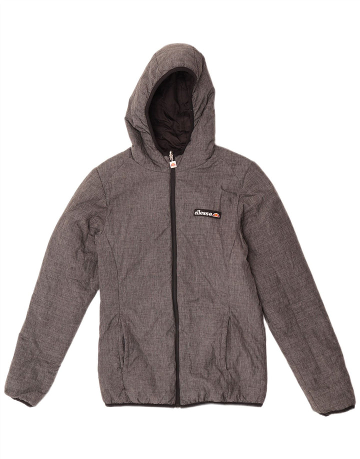 Ellesse Womens Hooded Reversible Padded Jacket UK 10 Small Grey Nylon