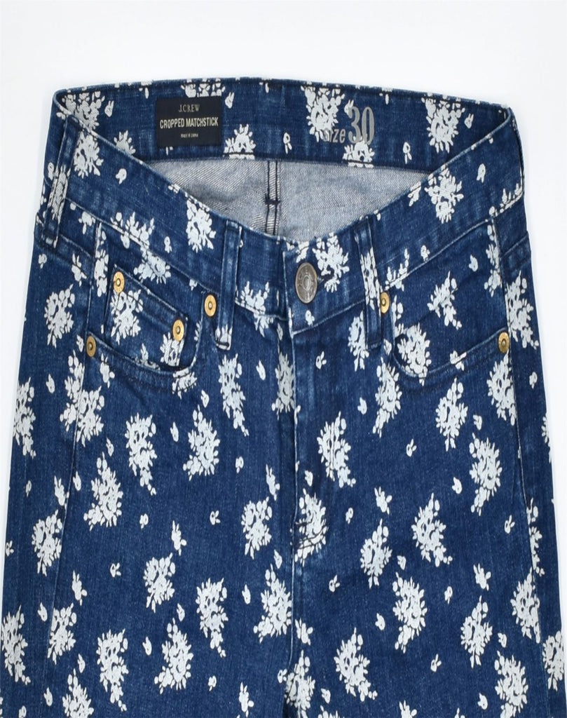 J. CREW Womens Cropped Matchstick Casual Trousers W30 L26 Blue Floral | Vintage | Thrift | Second-Hand | Used Clothing | Messina Hembry 