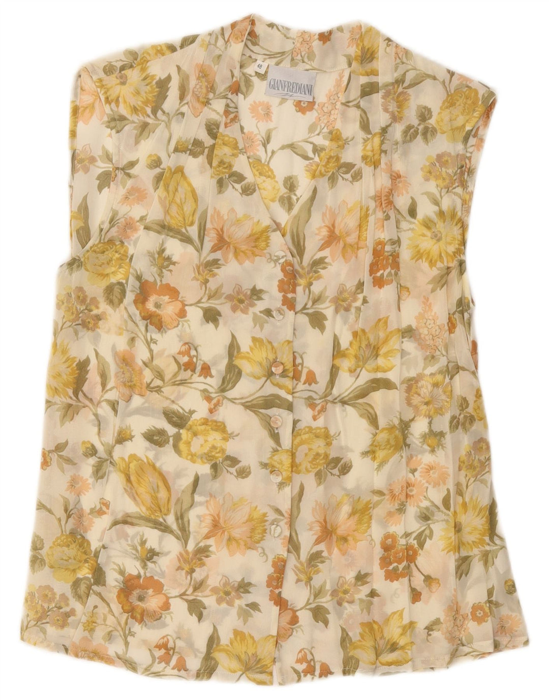 GIANFREDIANI Womens See Through Shirt Blouse IT 48 XL Green Floral