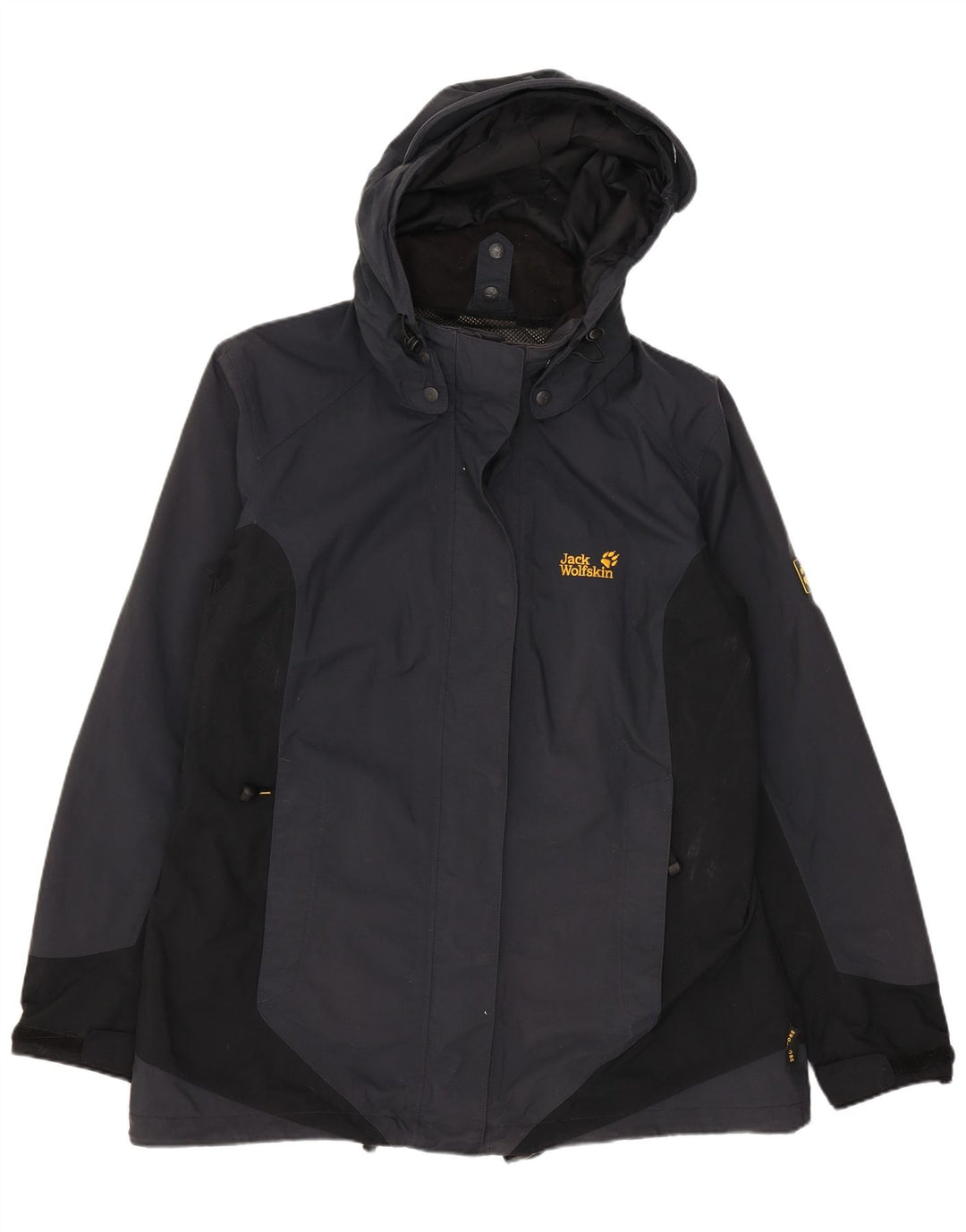 Jack Wolfskin Womens Hooded Windbreaker Jacket UK 16 Large Grey Colourblock