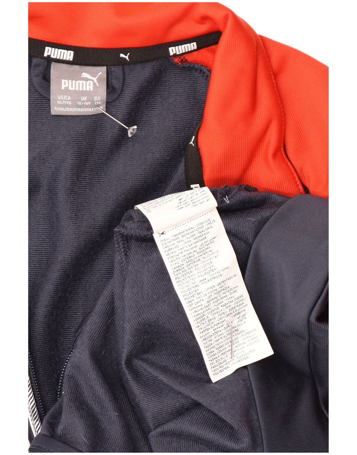 Puma Boys Graphic Tracksuit Top Jacket 15-16 Years Grey Colourblock