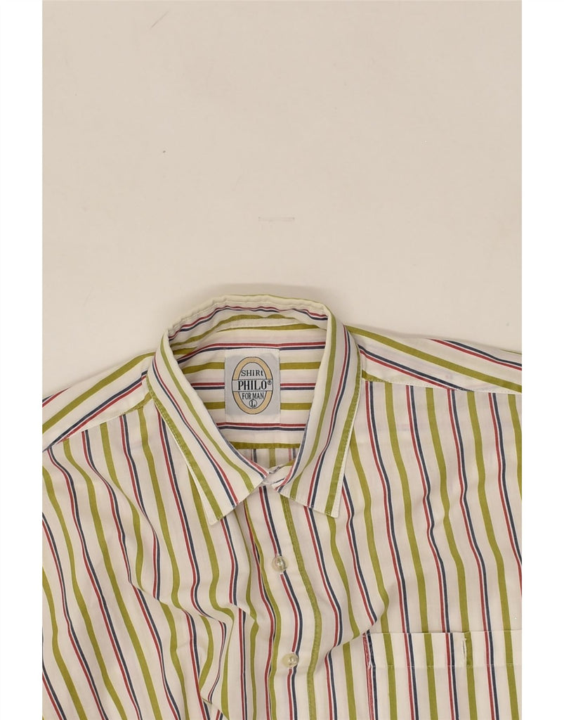 VINTAGE Mens Short Sleeve Shirt Large Multicoloured Striped | Vintage Vintage | Thrift | Second-Hand Vintage | Used Clothing | Messina Hembry 