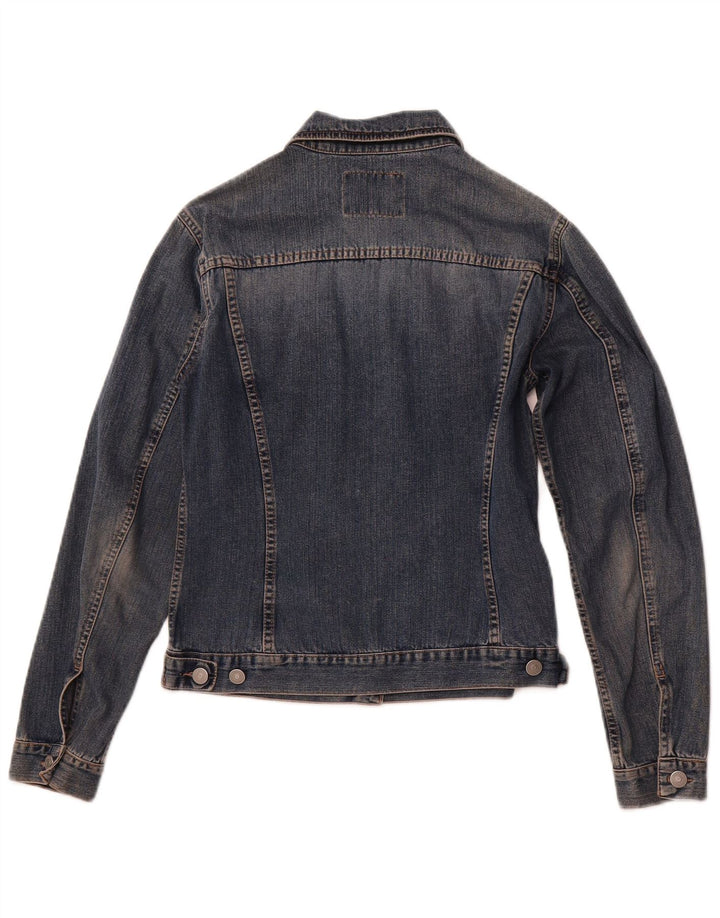 SISLEY Womens Denim Jacket UK 10 Small Navy Blue Cotton