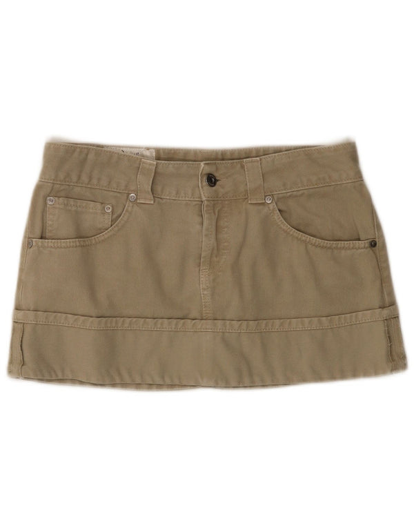 Dondup Womens Garment Dyed Mini Denim Skirt W28 Medium Khaki Cotton