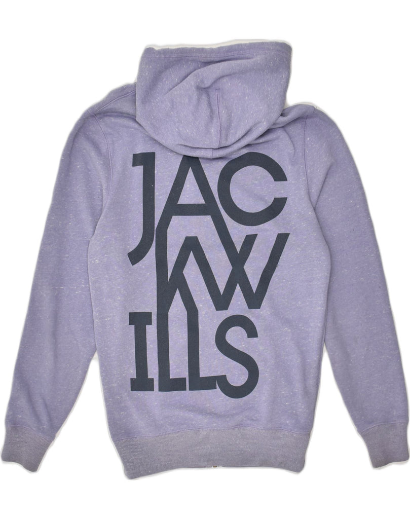 JACK WILLS Womens Loose Fit Graphic Zip Hoodie Sweater UK 6 XS Purple | Vintage Jack Wills | Thrift | Second-Hand Jack Wills | Used Clothing | Messina Hembry 