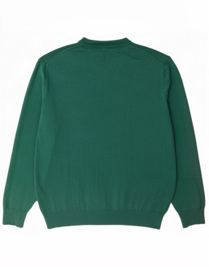 Marks & Spencer Mens V-Neck Jumper Sweater 2XL Green Cotton