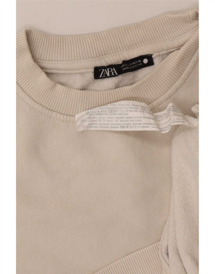 Zara Womens Sweatshirt Jumper UK 10 Small Off White Cotton