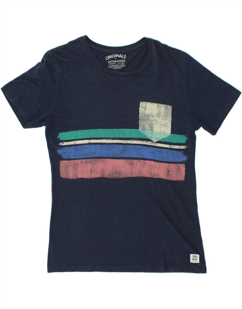 JACK & JONES Mens Originals Slim Graphic T-Shirt Top XL Navy Blue Striped | Vintage Jack & Jones | Thrift | Second-Hand Jack & Jones | Used Clothing | Messina Hembry 