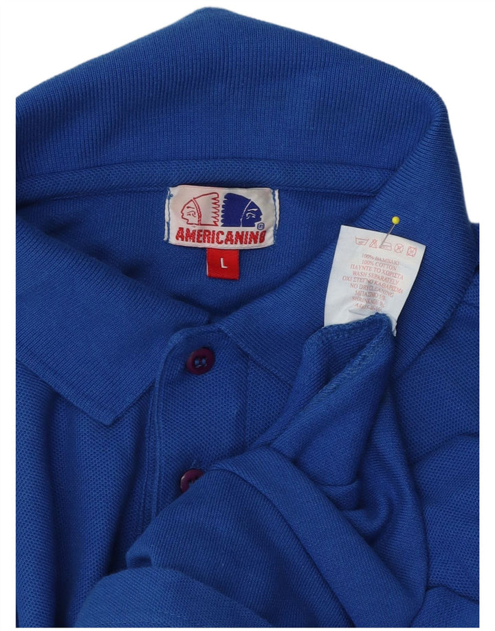 Americanino Mens Polo Shirt Large Blue Cotton