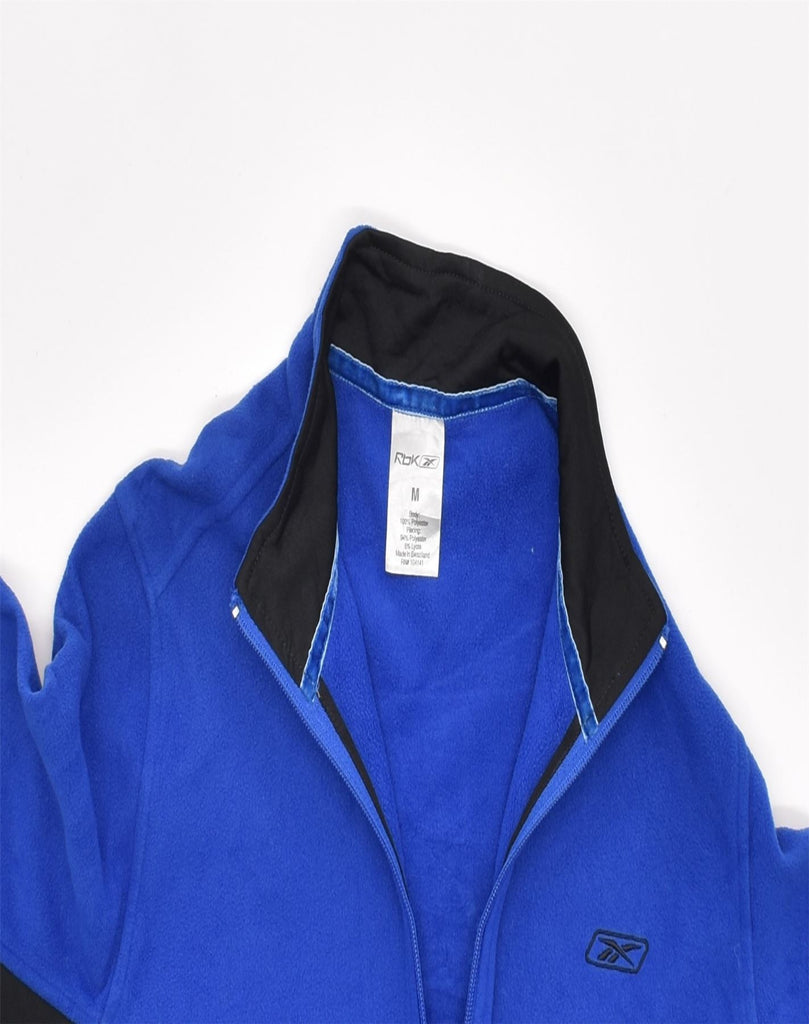 REEBOK Womens Fleece Jacket UK 14 Medium Blue Colourblock Polyester | Vintage | Thrift | Second-Hand | Used Clothing | Messina Hembry 