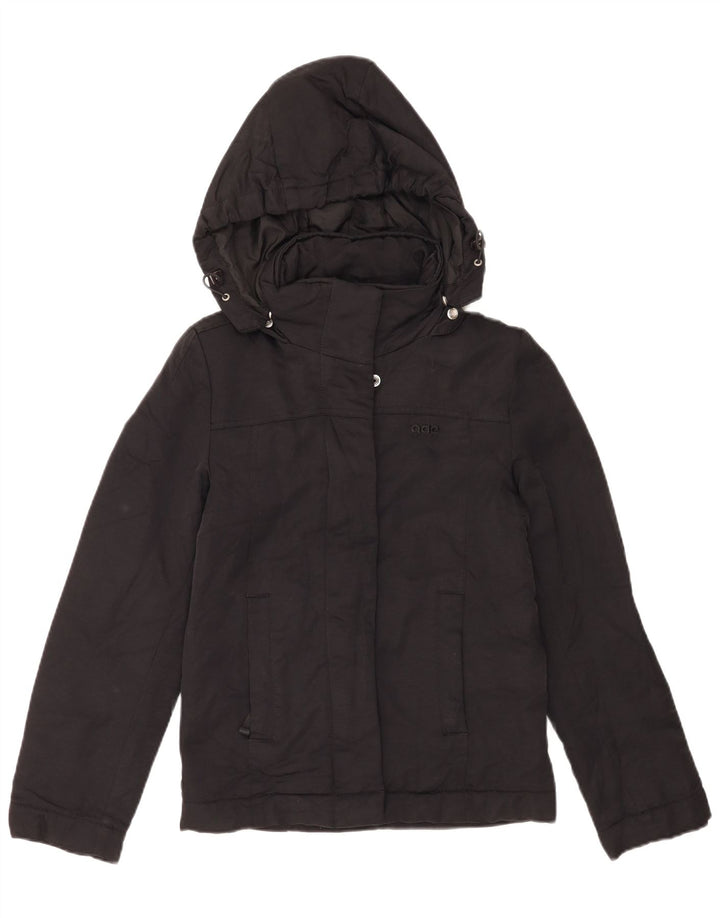 Gas Womens Hooded Bomber Jacket UK 6 XS Black Polyamide