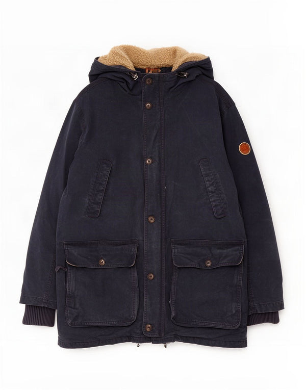 Timberland Mens Hooded Padded Coat UK 42 XL Navy Blue Cotton