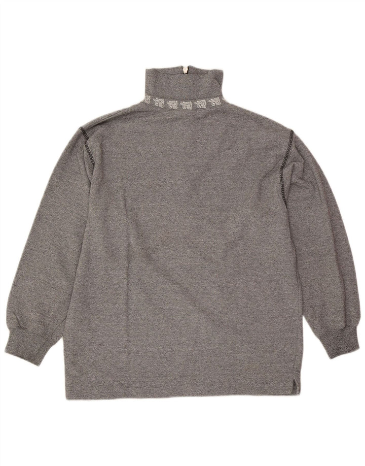 Reebok Womens Oversized Zip Neck Sweatshirt Jumper EU 36 Small Grey Cotton