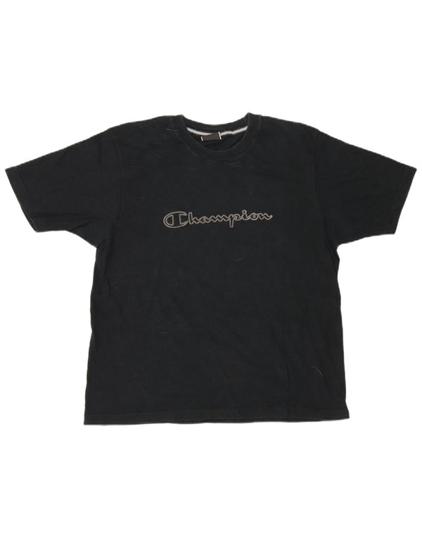 Champion Mens Graphic T-Shirt Top Medium Black