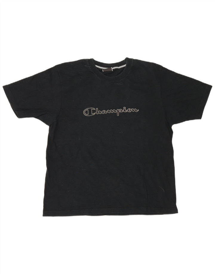 Champion Mens Graphic T-Shirt Top Medium Black