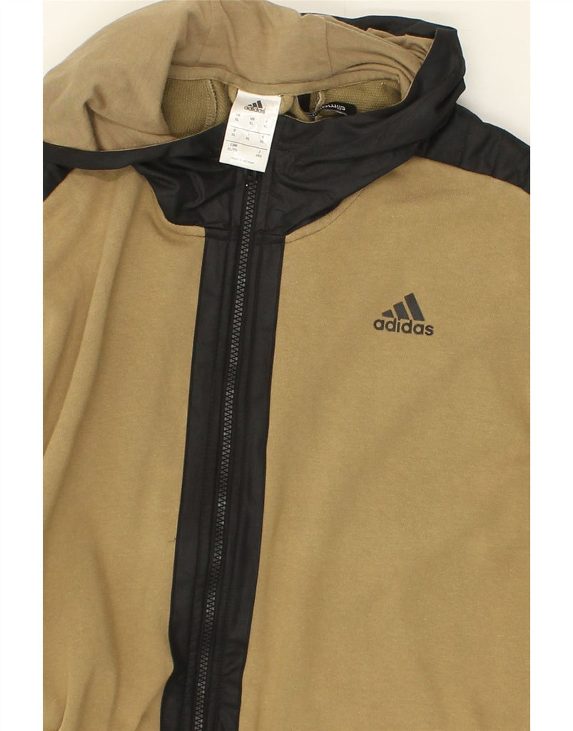 ADIDAS Mens Climalite Zip Hoodie Sweater XL Beige Colourblock Cotton | Vintage Adidas | Thrift | Second-Hand Adidas | Used Clothing | Messina Hembry 