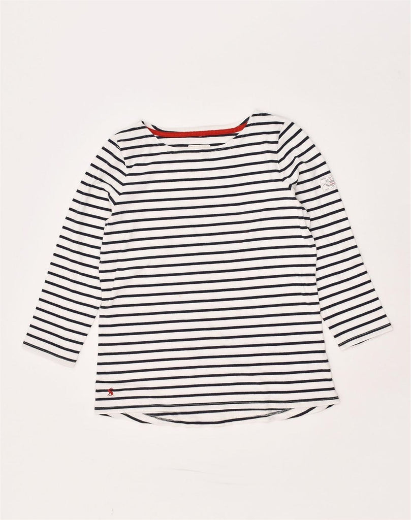 JOULES Womens 3/4 Sleeve Top UK 10 Small White Striped Cotton | Vintage Joules | Thrift | Second-Hand Joules | Used Clothing | Messina Hembry 