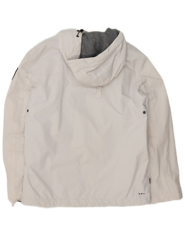 Napapijri Mens Regular Fit Graphic Hooded Anorak Jacket UK 40 Large White