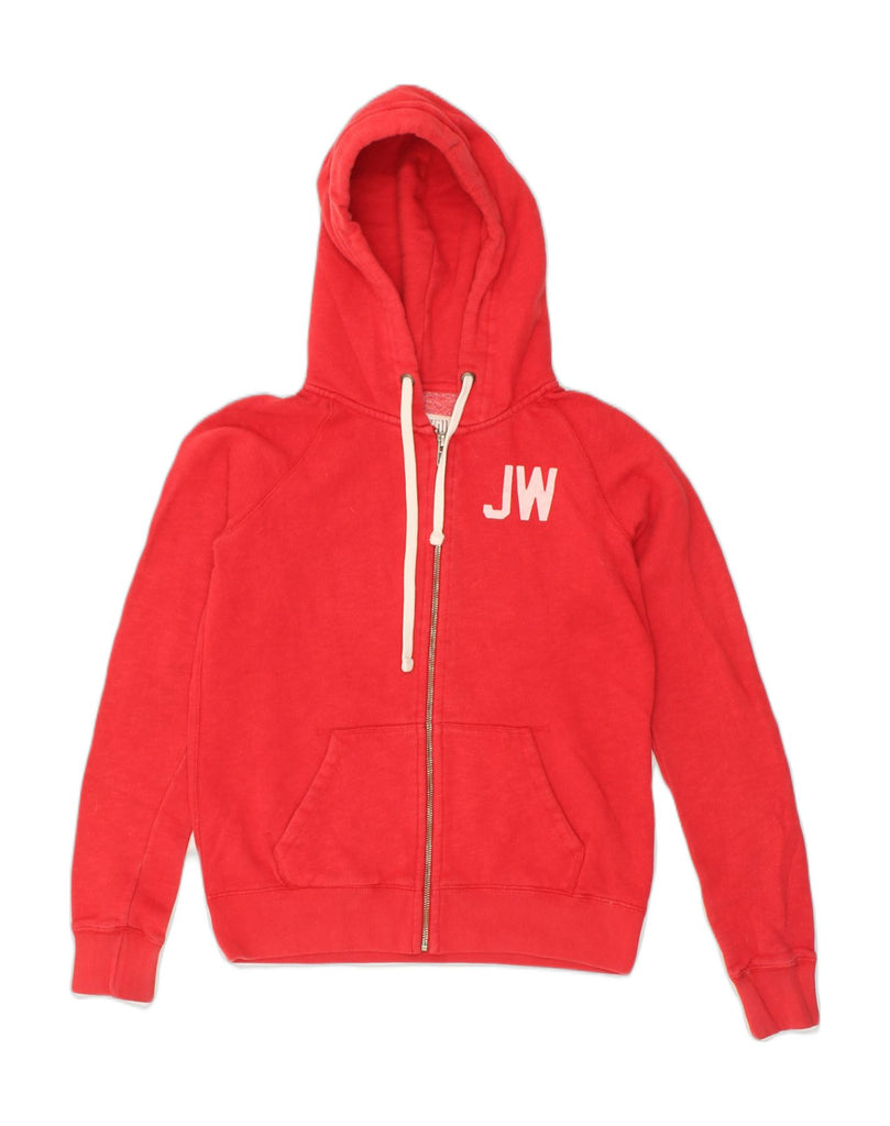 JACK WILLS Womens Graphic Zip Hoodie Sweater UK 10 Small Red Cotton | Vintage Jack Wills | Thrift | Second-Hand Jack Wills | Used Clothing | Messina Hembry 