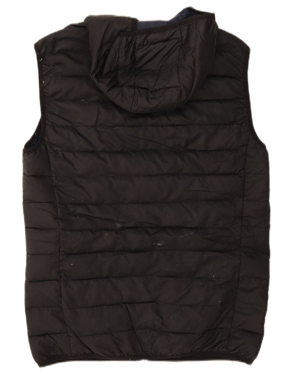 Zara Mens Hooded Padded Gilet UK 40 Large Black Polyester