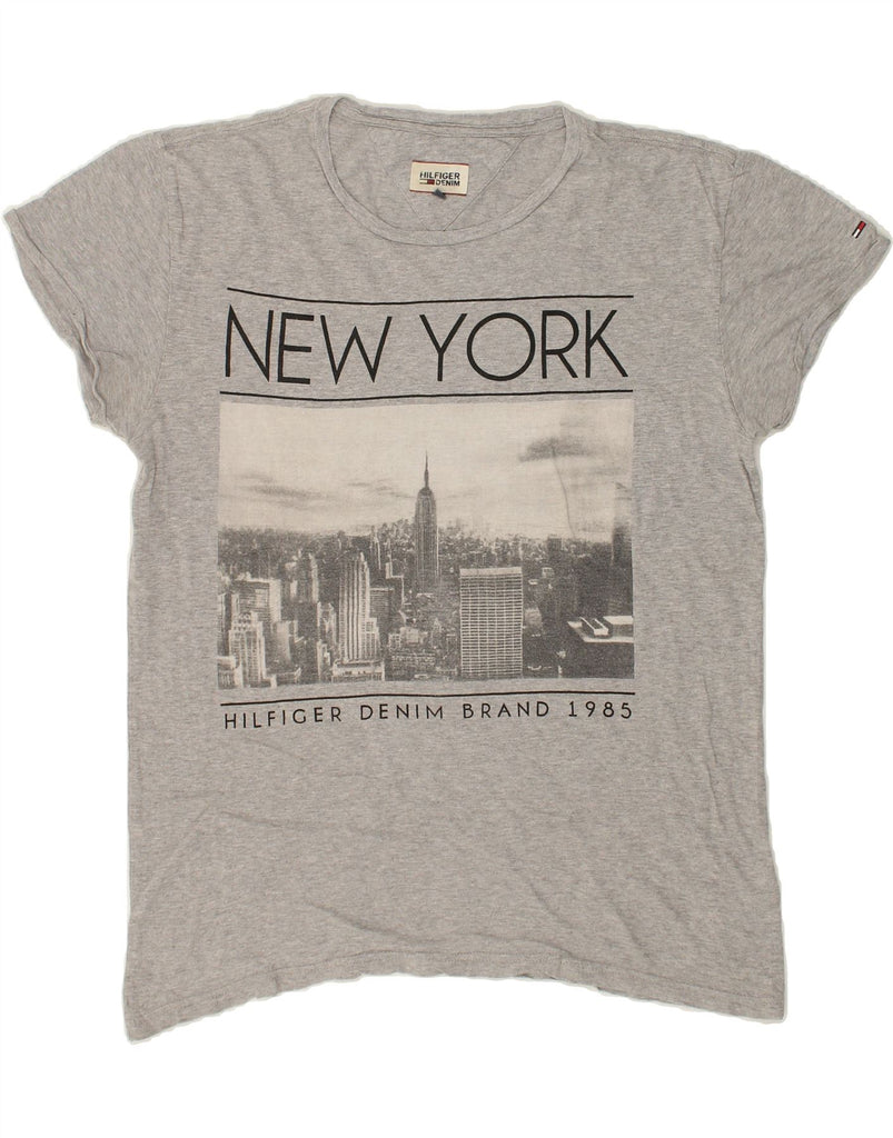 TOMMY HILFIGER Mens New York Graphic T-Shirt Top Large Grey Cotton | Vintage Tommy Hilfiger | Thrift | Second-Hand Tommy Hilfiger | Used Clothing | Messina Hembry 