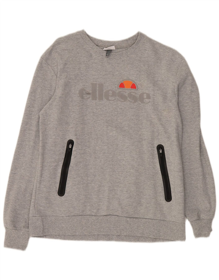 ELLESSE Mens Graphic Sweatshirt Jumper Medium Grey Cotton