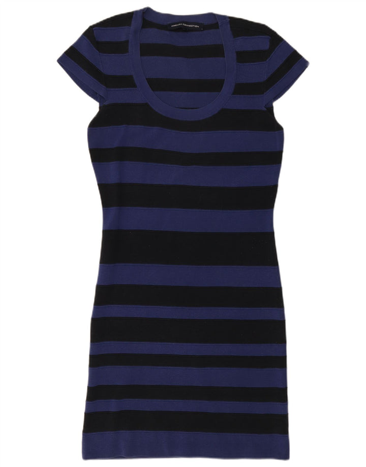 French Connection Womens Jumper Dress UK 14 Large Navy Blue Striped