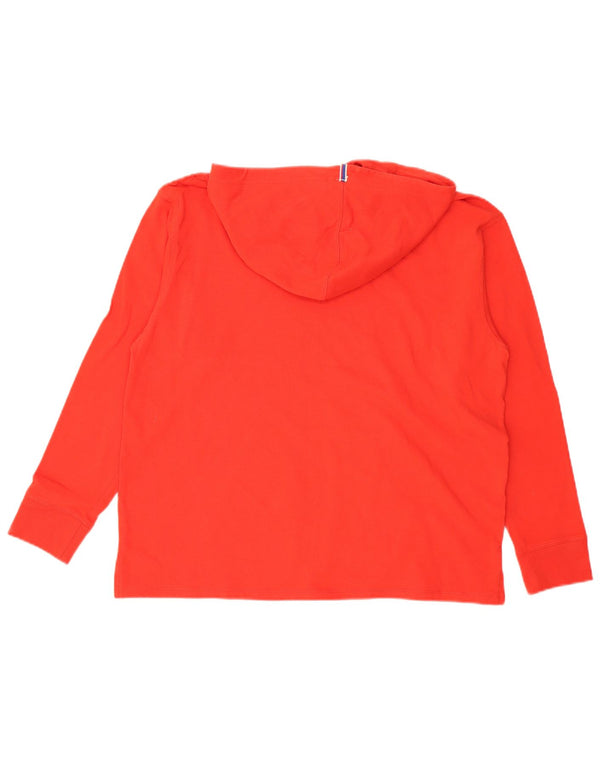 Champion Womens Hooded Graphic Top Long Sleeve UK 16 Large Orange Cotton