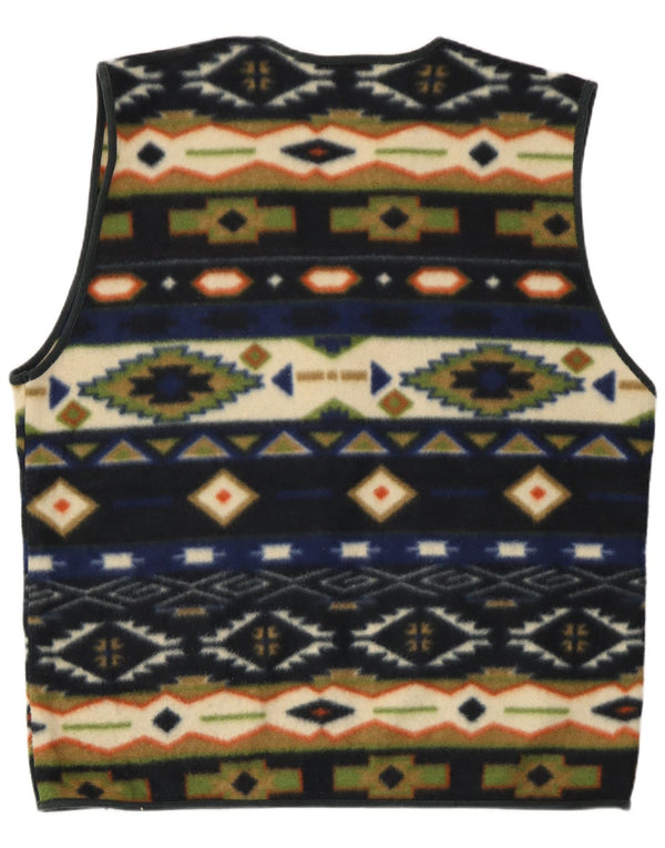 Vintage Mens Fleece Gilet UK 42 XL Multicoloured Geometric Polyester