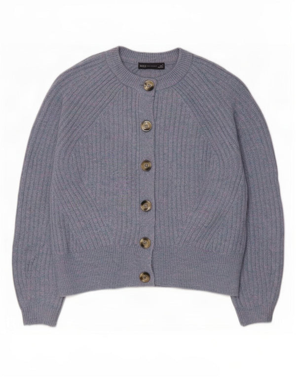 Marks & Spencer Womens Cardigan Sweater UK 14 Medium Blue Acrylic