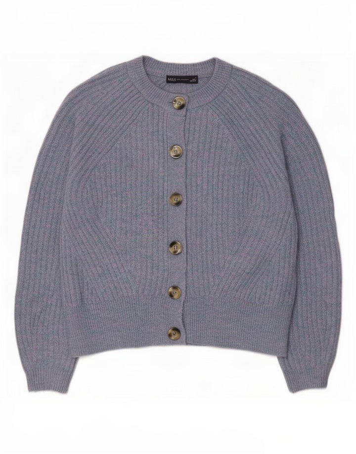 Marks & Spencer Womens Cardigan Sweater UK 14 Medium Blue Acrylic