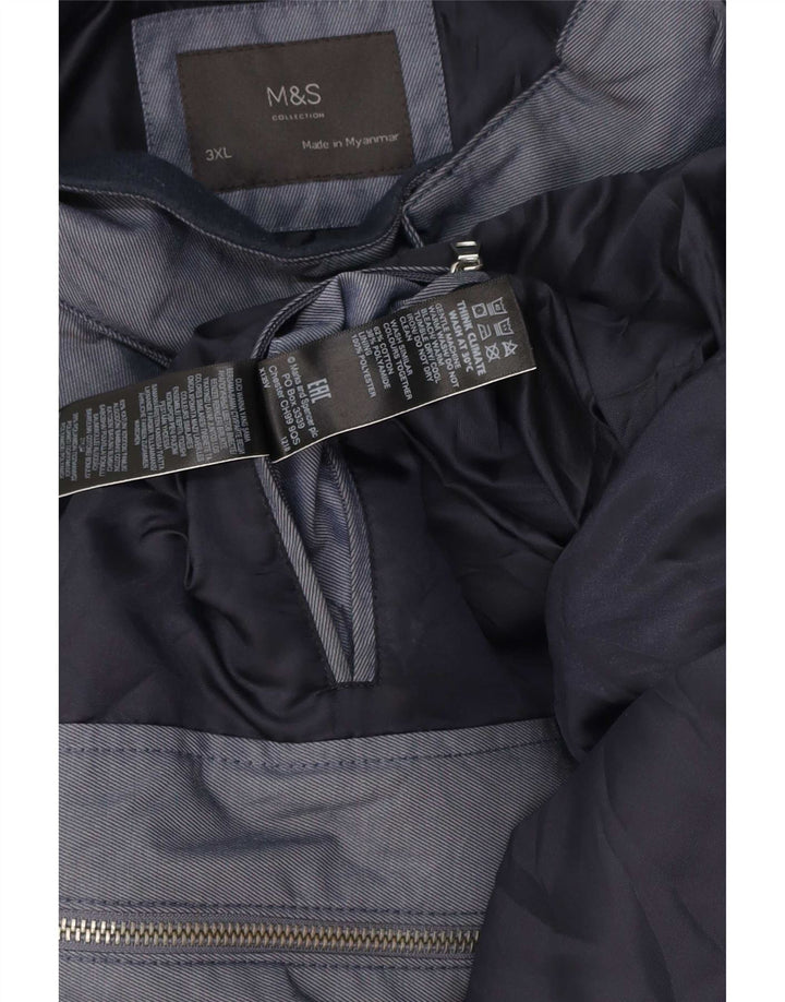 Marks & Spencer Mens Bomber Jacket UK 46 3XL Blue Colourblock Cotton