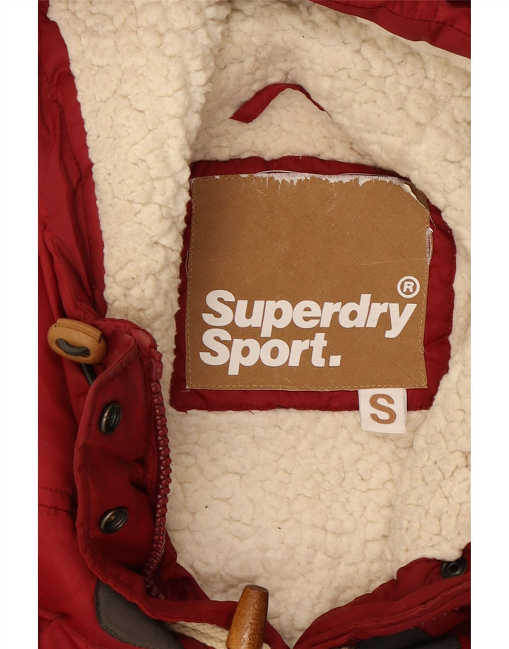 SUPERDRY Womens Hooded Padded Gilet UK 10 Small Red Polyester