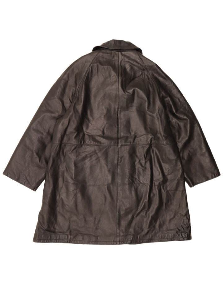 Kiros Womens Oversized Leather Coat IT 44 Medium Black Leather