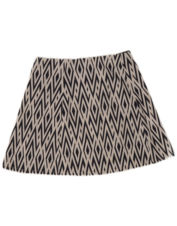 Zara Womens Trafaluc Mini Skirt Medium W28 Navy Blue Geometric