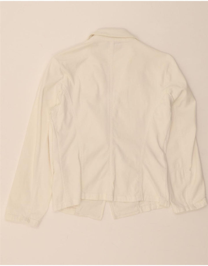 SISLEY Womens 2 Button Blazer Jacket UK 10 Small White Vintage Sisley and Second-Hand Sisley from Messina Hembry 