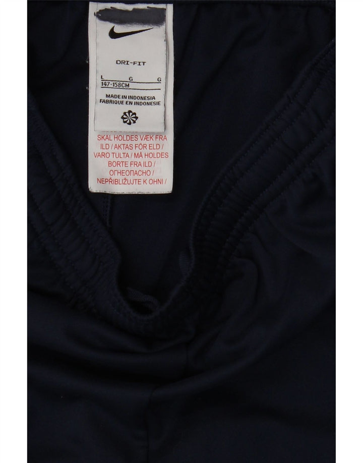 NIKE Boys Dri Fit Tracksuit Trousers 12-13 Years Large Navy Blue Polyester