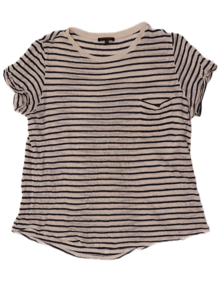 Massimo Dutti Womens T-Shirt Top UK 14 Medium White Striped