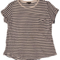 Massimo Dutti Womens T-Shirt Top UK 14 Medium White Striped