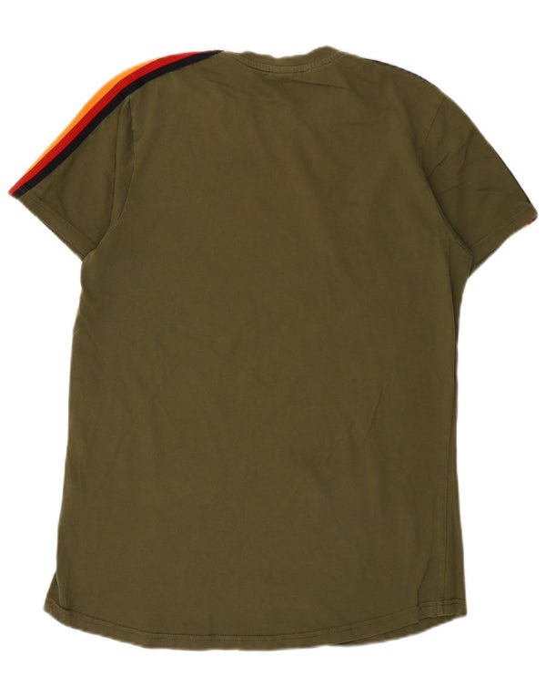 Ellesse Mens T-Shirt Top Medium Green Colourblock Cotton