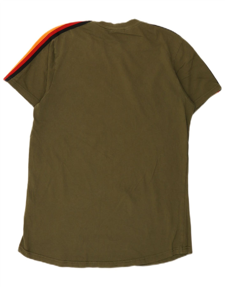 Ellesse Mens T-Shirt Top Medium Green Colourblock Cotton