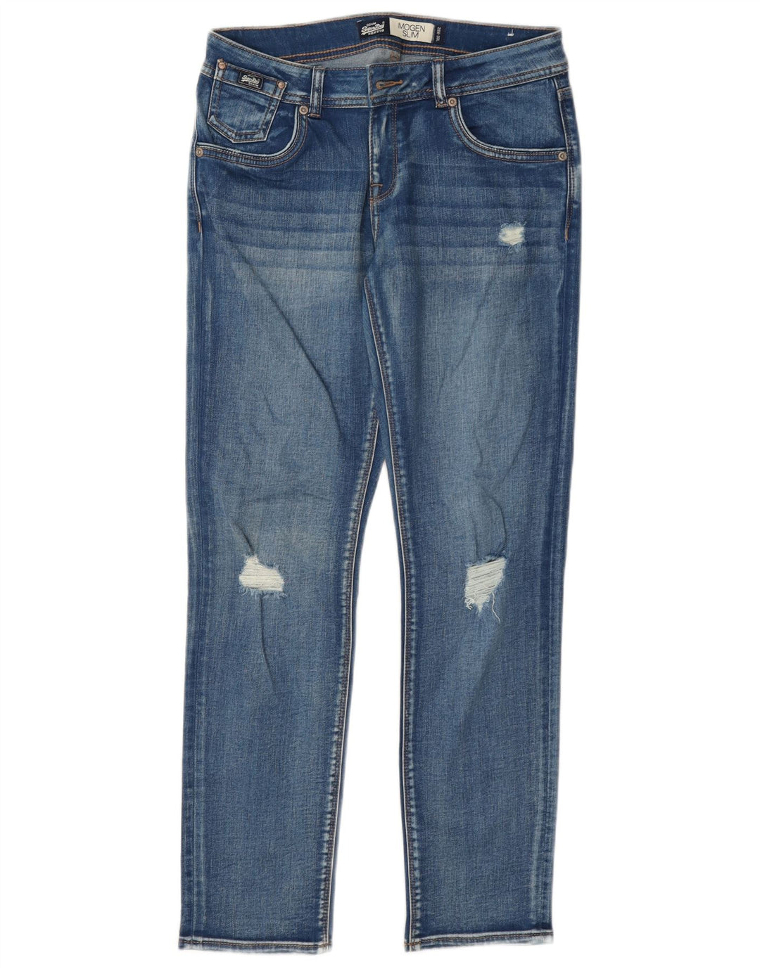 Superdry Womens Imogen Distressed Slim Jeans W28 L30 Blue Cotton