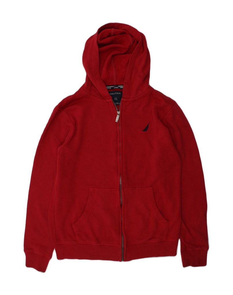 NAUTICA Boys Zip Hoodie Sweater 14-15 Years Large Red Cotton | Vintage Nautica | Thrift | Second-Hand Nautica | Used Clothing | Messina Hembry 