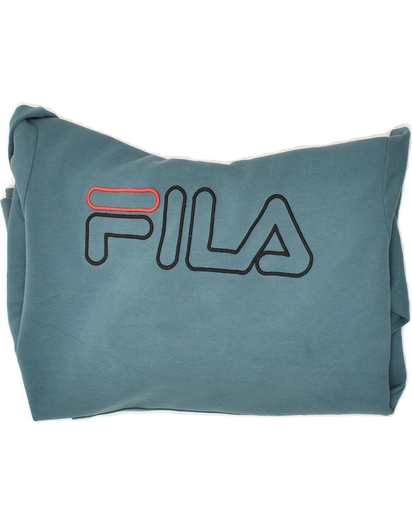 FILA Mens Graphic Hoodie Jumper Large Blue Cotton | Vintage Fila | Thrift | Second-Hand Fila | Used Clothing | Messina Hembry 