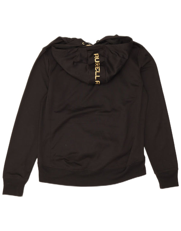 Russell Athletic Womens Graphic Oversized Hoodie Jumper UK 10 Small Black