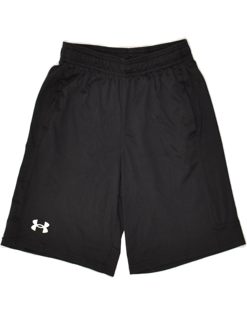 UNDER ARMOUR Boys Graphic Sport Shorts 9-10 Years Medium Black Polyester | Vintage Under Armour | Thrift | Second-Hand Under Armour | Used Clothing | Messina Hembry 