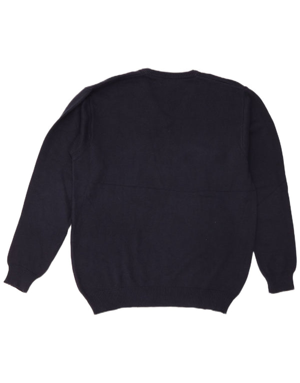 Fred Perry Mens V-Neck Jumper Sweater Medium Navy Blue Cotton